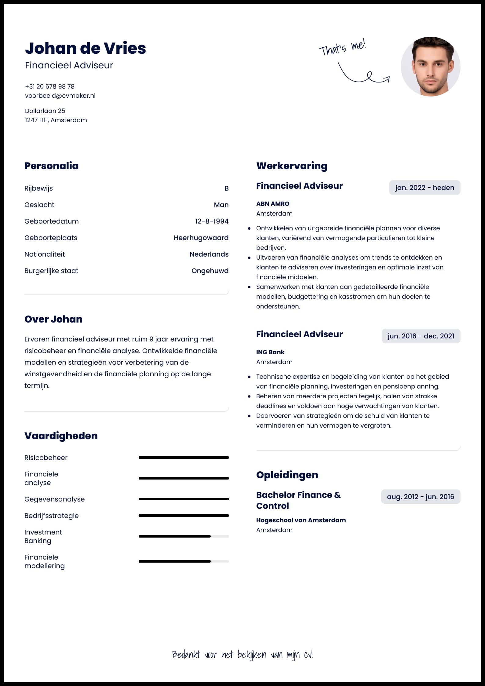 Simpel cv voorbeeld Michigan template 