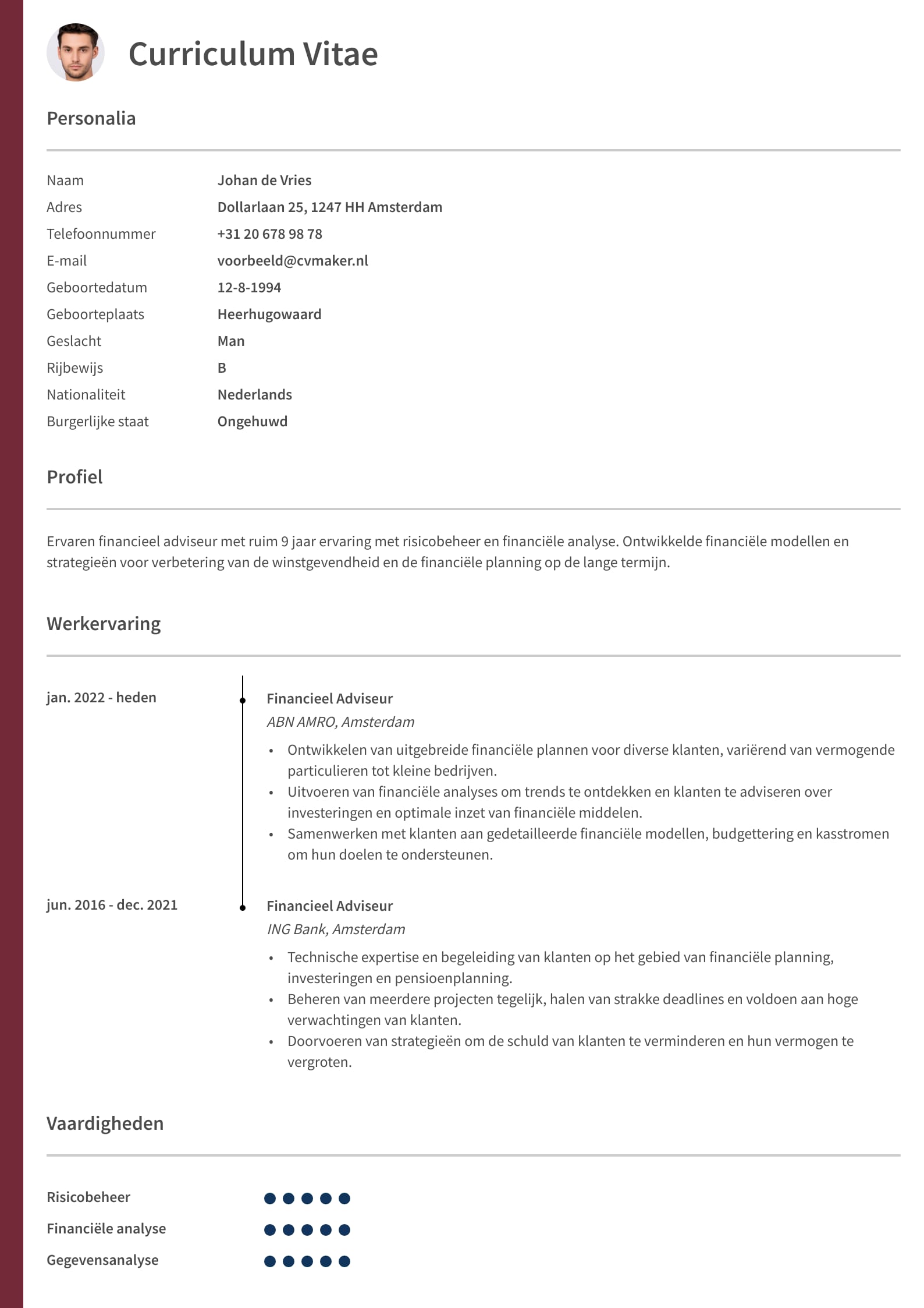 Simpel cv voorbeeld Oxford template